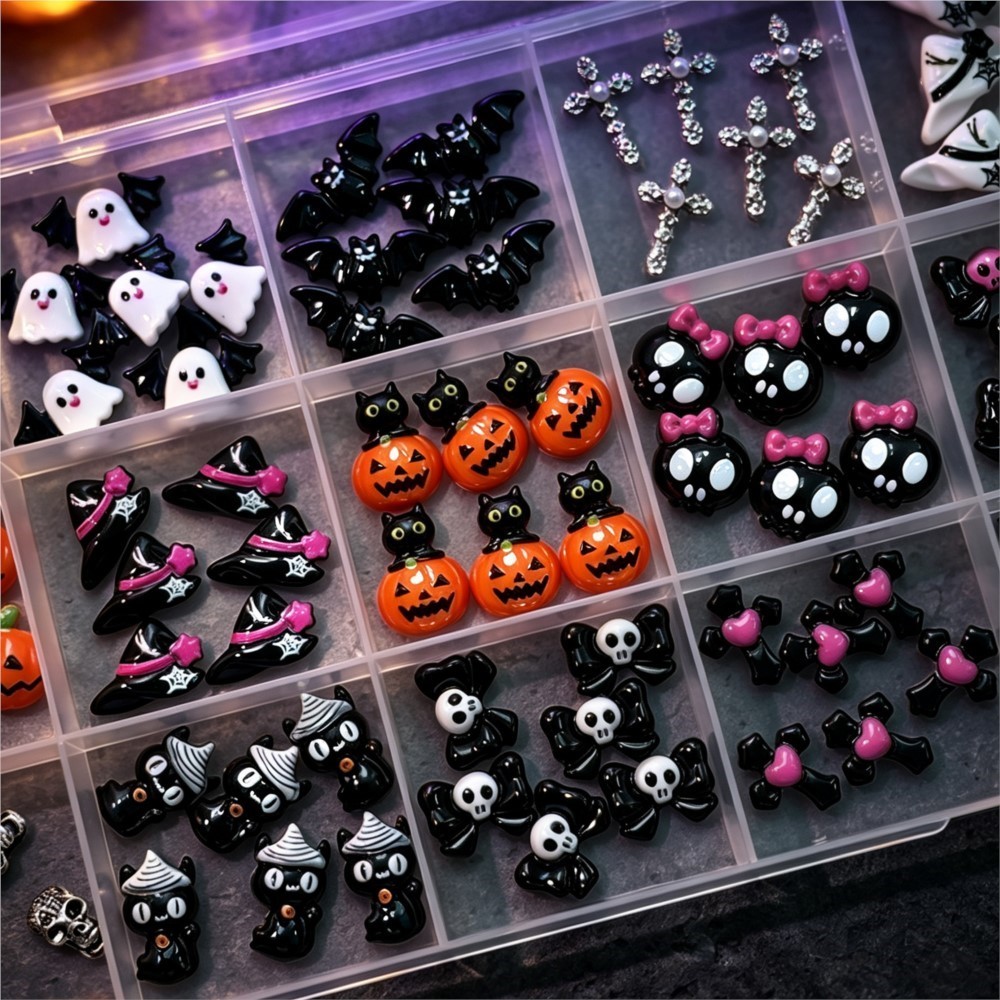 15個入り 3Dのかわいいハロウィーンの南瓜／ドクロ／お化け - Nail Art Valentines Day のレビューと価格
