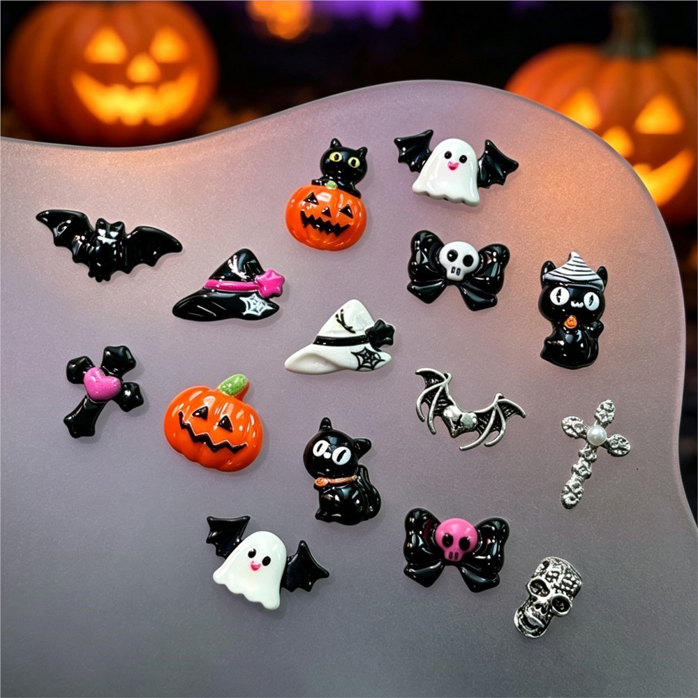 15個入り 3Dのかわいいハロウィーンの南瓜／ドクロ／お化け - Nail Art Valentines Day のレビューと価格