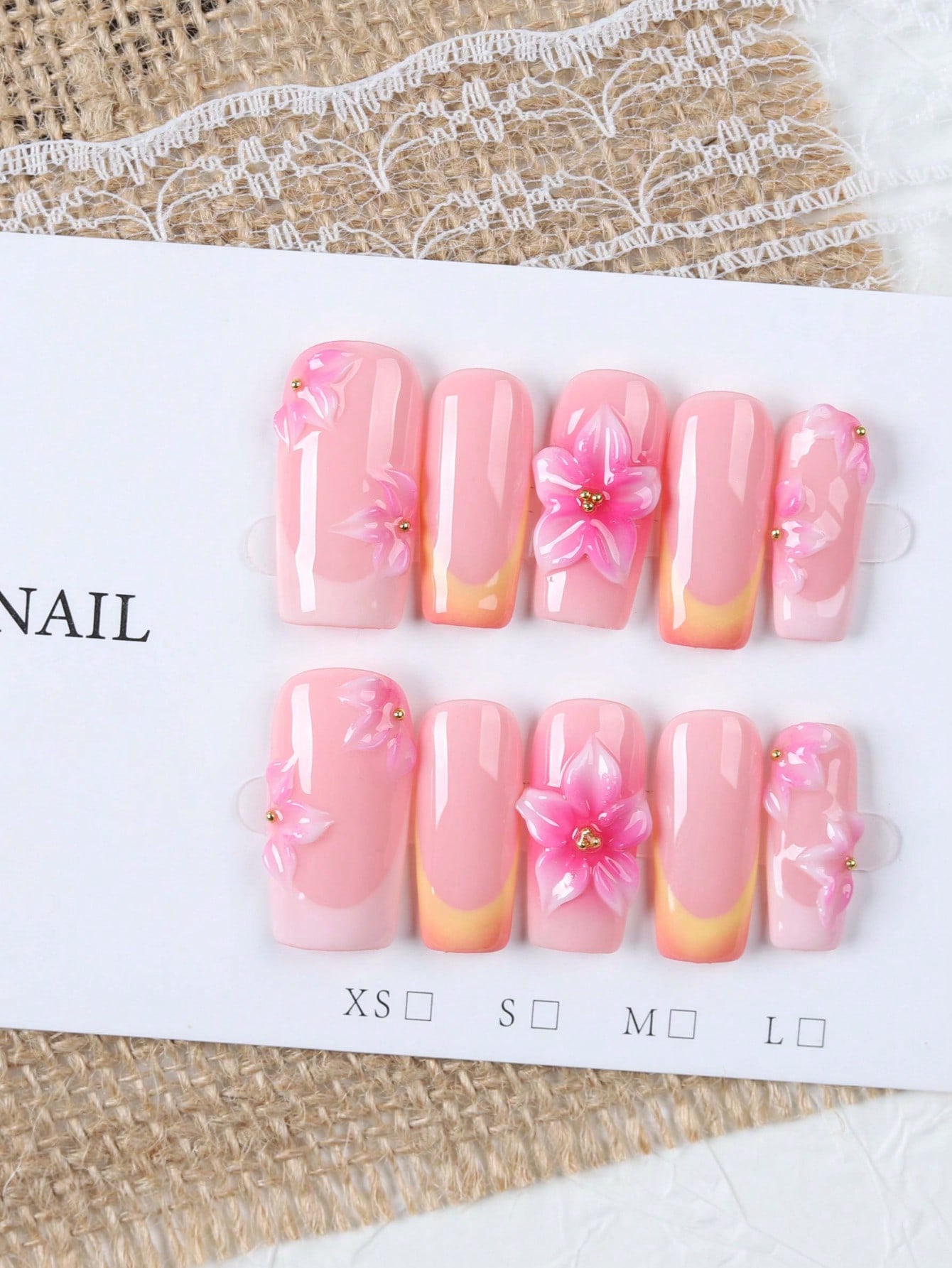 10枚入りミディアムレングスの長方形ヌードピンクとオレンジの - Nail Art Orange のレビューと価格