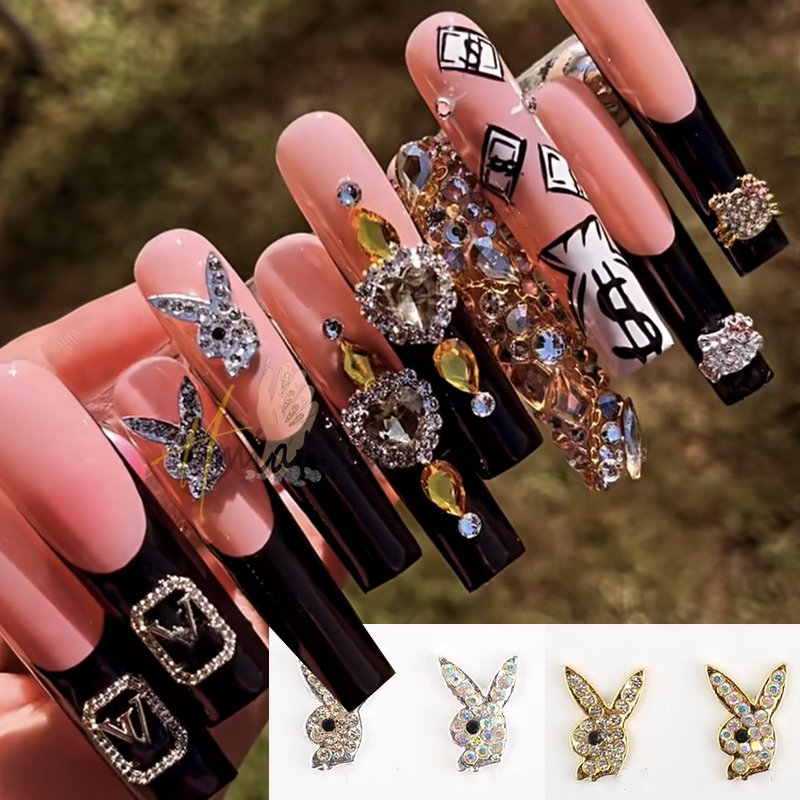 3Dバニーヘッドネイルチャームデコレーション高級合金ゴールド - Nail Art Valentines Day のレビューと価格