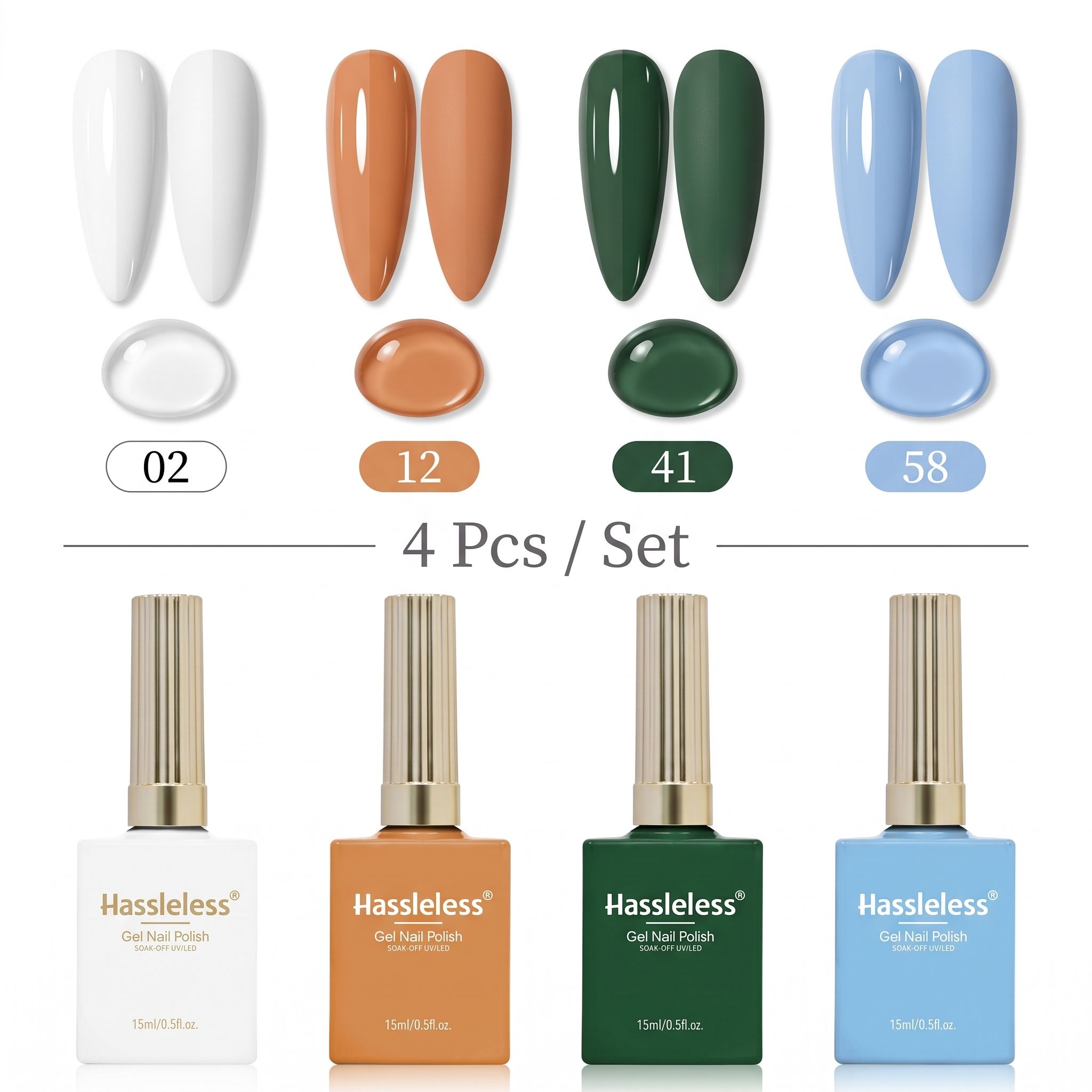 手軽に使える4色のネイルポリッシュジェルセット。15ml入り - Nail Art Orange のレビューと価格